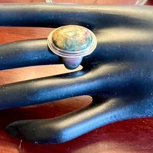 Vintage Solid Sterling 925 Bloodstone Jasper Ring Size 7
